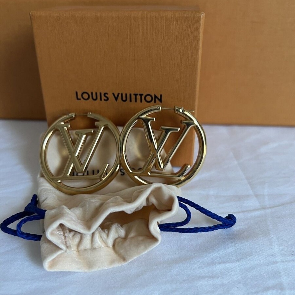 Louis Vuitton Gold Logo Earrings -Louise